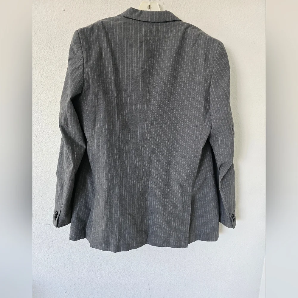 Banana Republic Blazer Sports Coat Men 44L Gray PinStriped 2button Exellcent - Picture 13 of 15